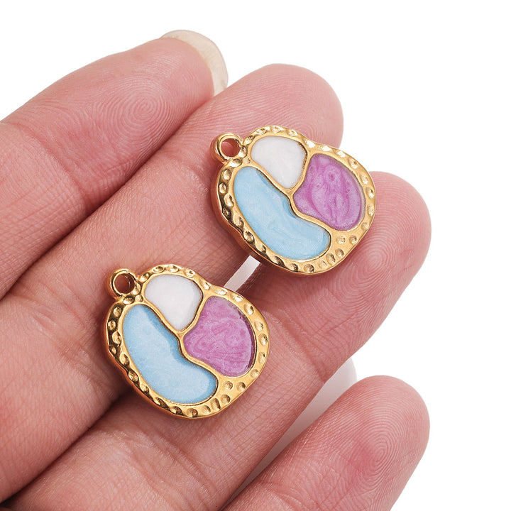 Stainless Steel White Blue Purple Drip Oil Pendant Diy Necklace Earrings Accessories
