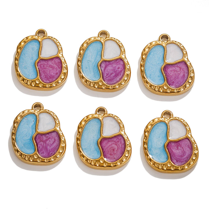 Stainless Steel White Blue Purple Drip Oil Pendant Diy Necklace Earrings Accessories