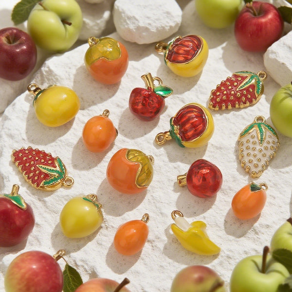 Drip Cartoon Series Fruit Pendant Stainless Steel Jewelry Strawberry Banana Apple Charm Accessories