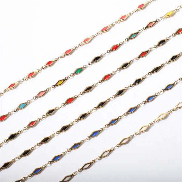 Stainless Steel Handmade Chain 18k Gold Drop Oil Color Hot-Selling Diamond