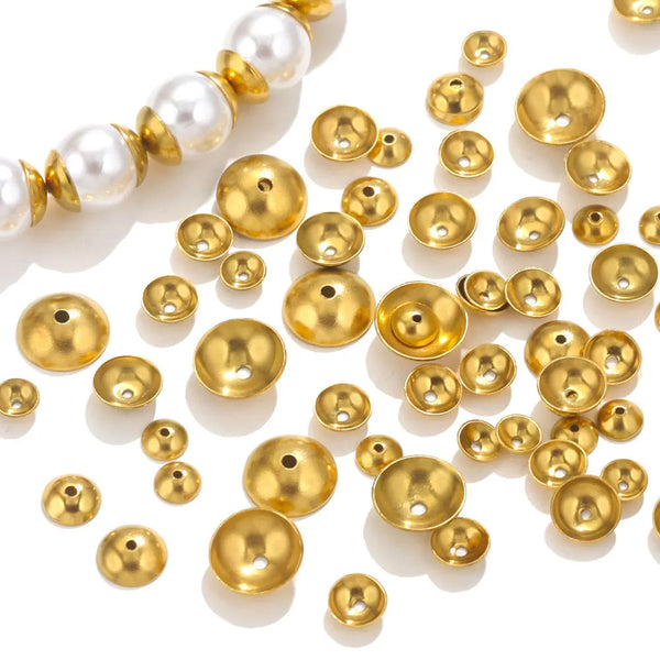 Stainless Steel Round Bead Cap Gasket Beads Vacuum Plating 3-8mm DIY Jewelry Beads
