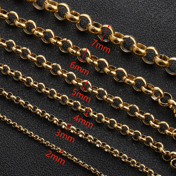 Stainless Steel Round Pearl Chain Real Gold Plated Round O-Line Rice Chain Pearl Chain