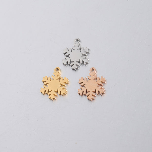 Mirror Glossy Stainless Steel 15.5*12mm Snowflake Pendant Pendant Diy