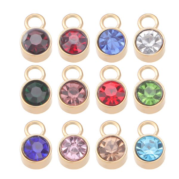 Stainless Steel Gold Rose Gold Black 6mm Birthstone Jewelry Accessories Diy Pendant