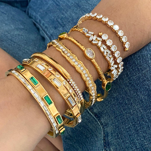 Stainless Steel Zircon Bracelet High-Quality Open Bracelet