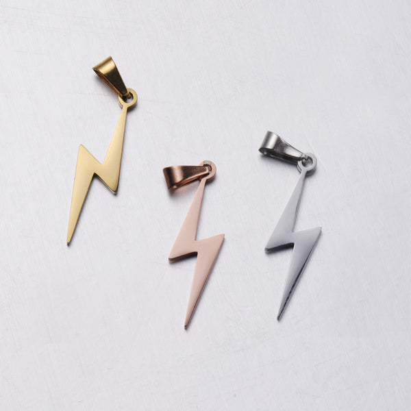 Mirror Stainless Steel Jewelry Accessories Diy Multi-Specification Lightning Shape Pendant Pendant With Hanging Ring