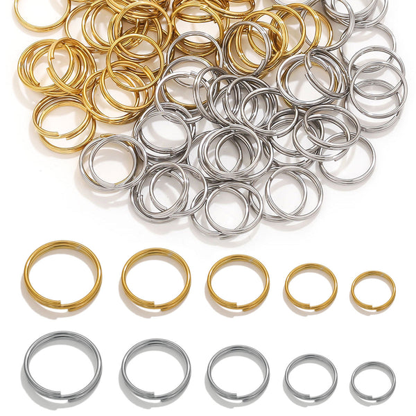 100pcs/bag DIY Jewelry Accessories Mini Key Ring Double Ring Stainless Steel Vacuum Gold Plating Color Preservation