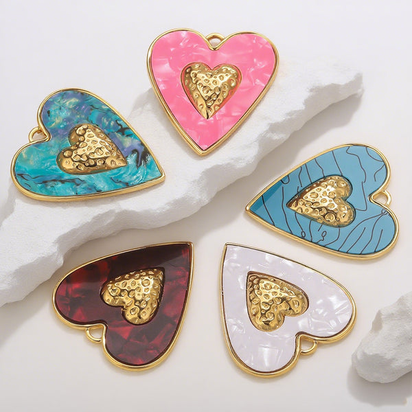 Stainless Steel Big Love Pendant 18k Vacuum Electroplating Drip Oil Big Love DIY Accessories