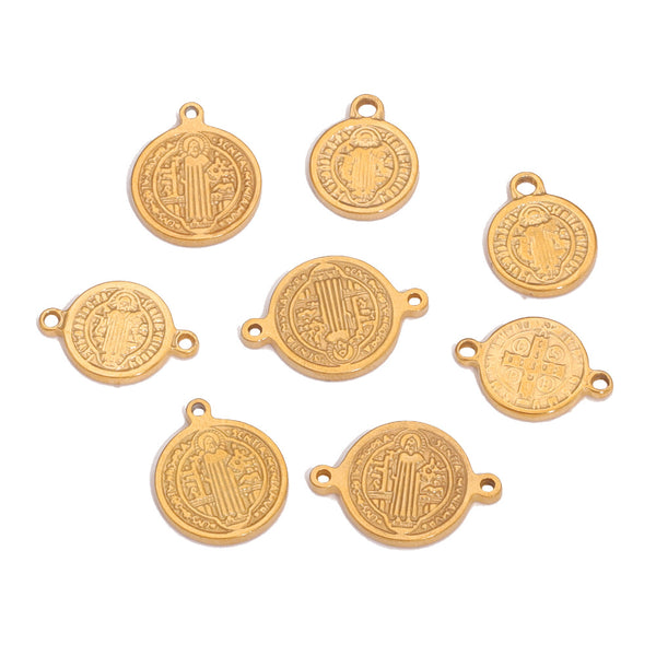 Stainless Steel Round Small Pendant Bracelet Necklace Pendant Diy Connector Handmade Jewelry Accessories