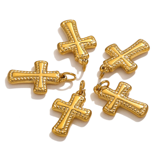 Stainless Steel Cross Pendant With Open Ring High-Grade Heavy Industry Pendant Diy Bracelet Necklace Jewelry Making