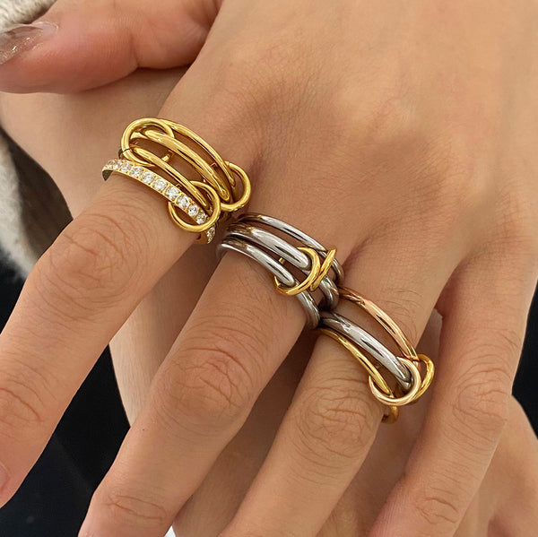 Stainless Steel Stacked Plain Ring Hand Jewelry For Women