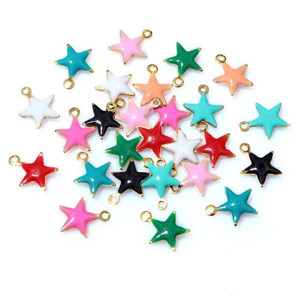 10PCS/Bag 10*8mm 0.2g Stainless Steel Small Star Drip Oil Pendant DIY Jewelry Accessories Handmade