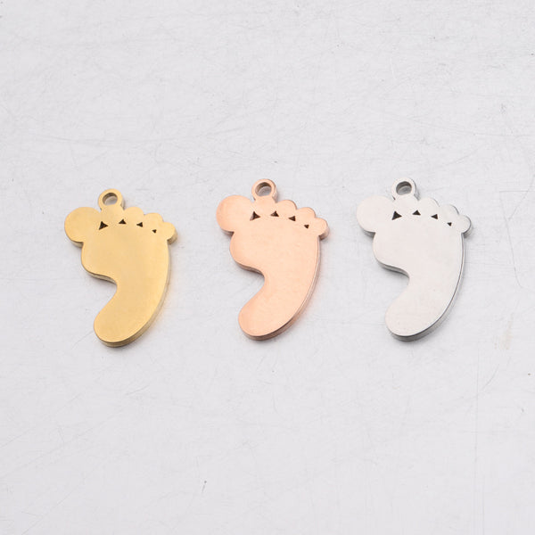 mirror fine polished stainless steel Baby Feet Baby Feet Pendant