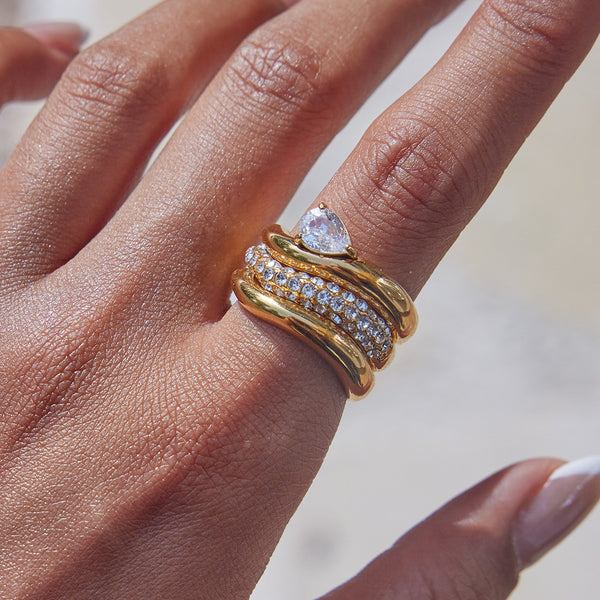 Zircon Rings Non-Fading Jewelry Stainless Steel Rings