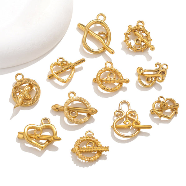 10PCS/Bag Gold Plated Stainless Steel Clasps Connecting Buckles