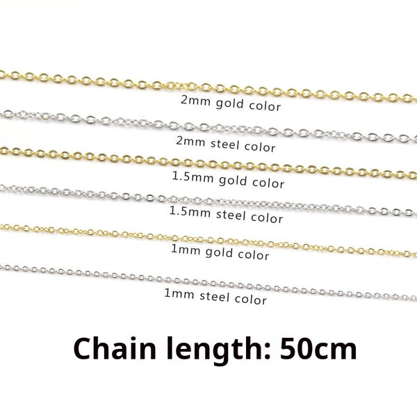 50cm Stainless Steel Cross Chain DIY Chain Furnace Plating 18k Real Gold Lobster Clasp Necklace