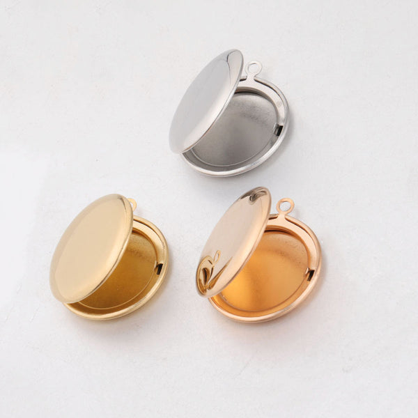 316l Stainless Steel Round Photo Box Spot Mirror Polishing Diy Glossy Photo Frame Photo Box Pendant Jewelry Accessories