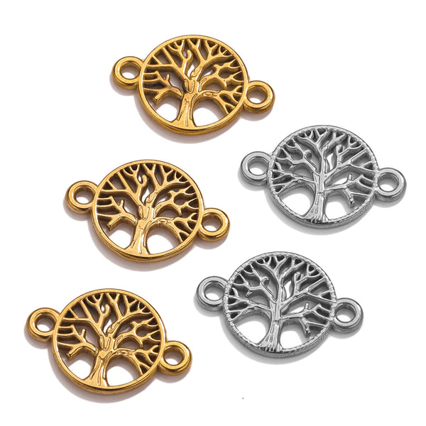 Stainless Steel Jewelry Accessories Bracelet Necklace Diy Vacuum Plating Life Tree Accessories Pendant