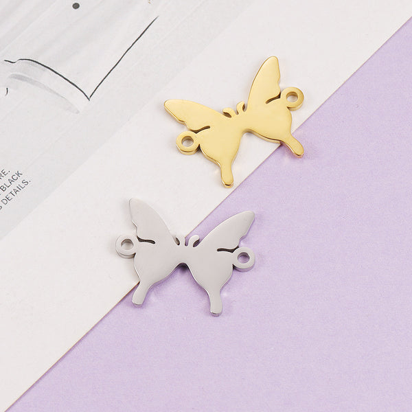 Mirror Fine Stainless Steel Butterfly Jewelry Accessories Diy Personalized Necklace Bracelet Connector Pendant