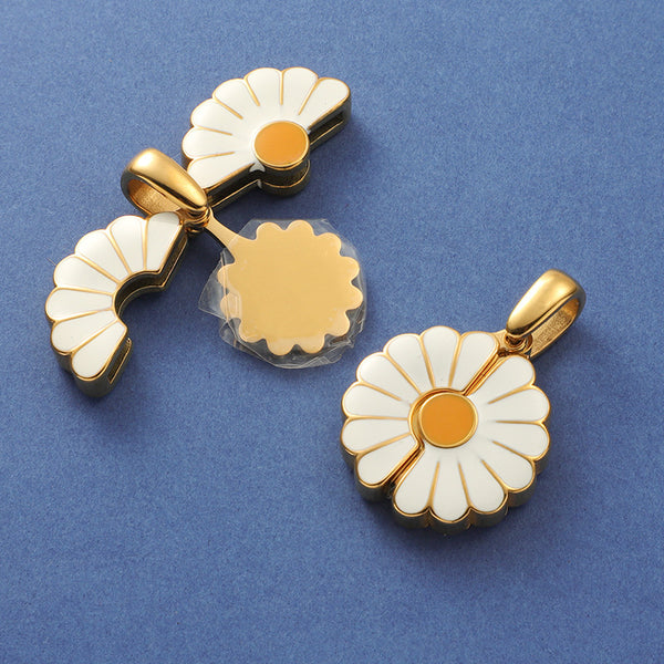 Mirror Titanium Steel Sunflower Sunflower Jewelry Accessories Diy Pendant