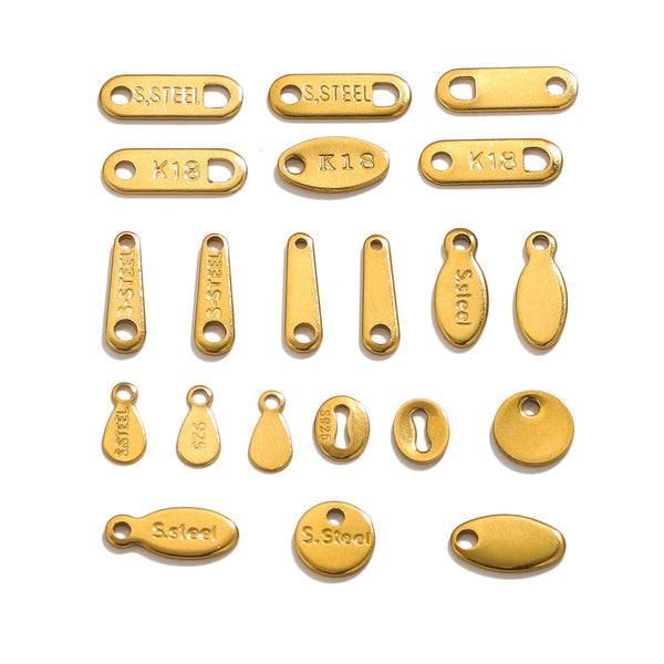 Stainless Steel Tail Chain Tag Real Gold Electroplated Small Pendant Accessories Diy