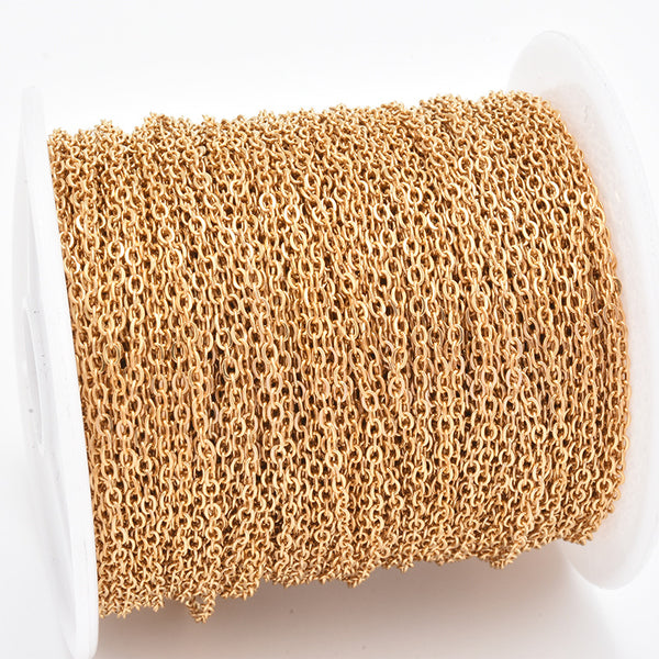 Stainless Steel Hammer Cross Chain Weld Flat O-Chain Color Preservation Vacuum Plating Diy Jewelry Chain