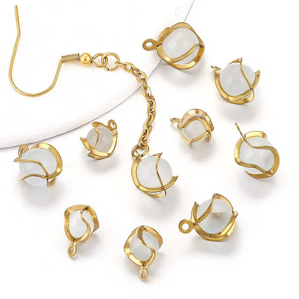 Stainless Steel Opal Twisted Pendant Diy Material Jewelry Accessories