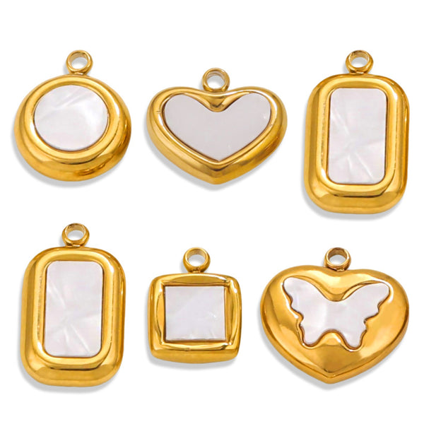 18k Electroplating Real Gold Color Preservation Love Butterfly Acrylic Imitation Shell Pendant Diy Handmade Material