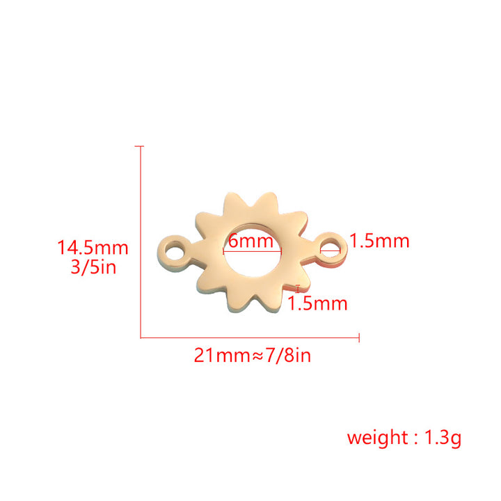 Stainless Steel Cut Fine Polished Sunflower Shape Accessories Diy Double Hole Day Personality Pendant