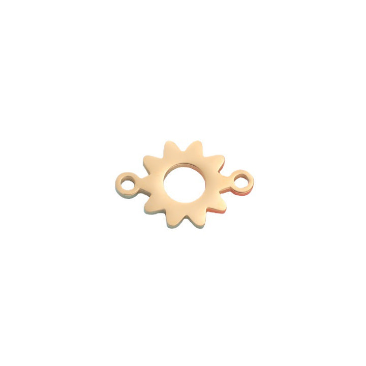 Stainless Steel Cut Fine Polished Sunflower Shape Accessories Diy Double Hole Day Personality Pendant
