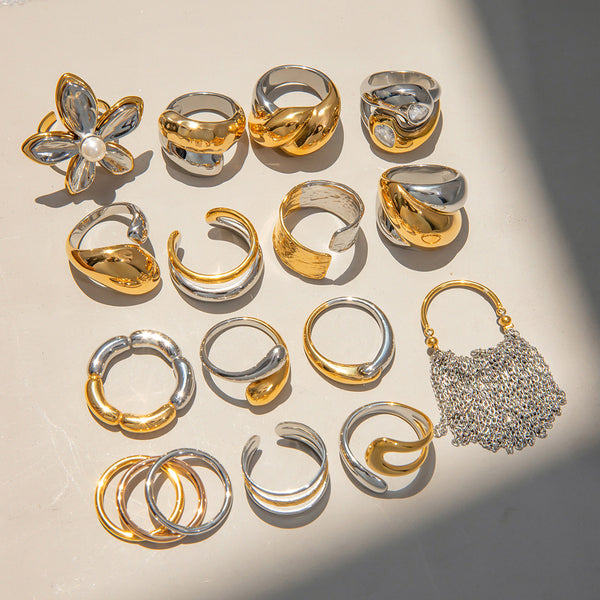 Stainless Steel Flower Rings High-Quality Ins Ring Hand Jewelry