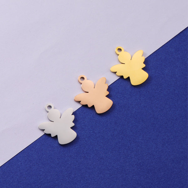Mirror Stainless Steel Bracelet Necklace Angel Pendant Accessories Diy Laser Logo Pendant Jewelry