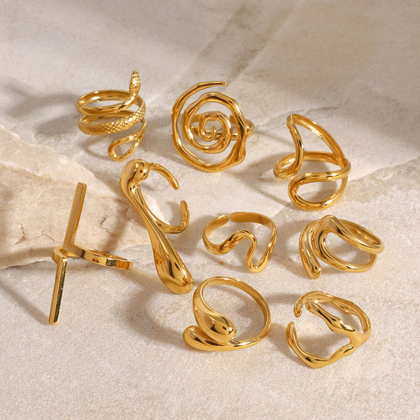 18k Gold Stainless Steel Open Ring High-Quality Ring Hand Ornament