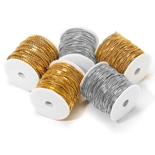 Stainless Steel Vacuum Plated Square Pearl Pinch Chain Diy