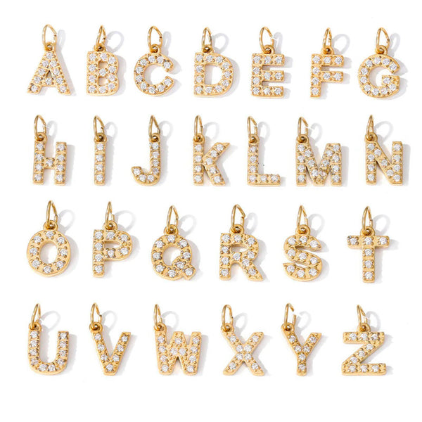 Micro Set With All-Over Diamonds 26 Letters Double Circle Stainless Steel Pendant