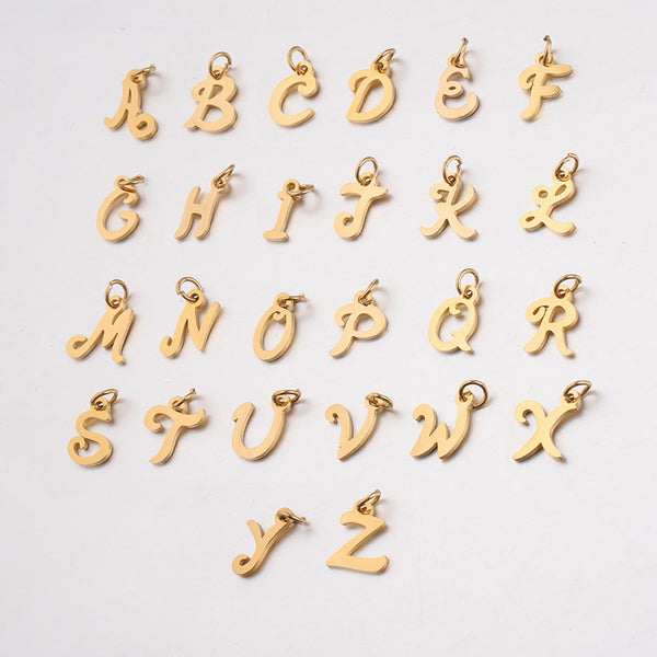 English Letter Pendant Accessories With 0.8*5mm Hanging Ring Mirror Stainless Steel 26 English Letters