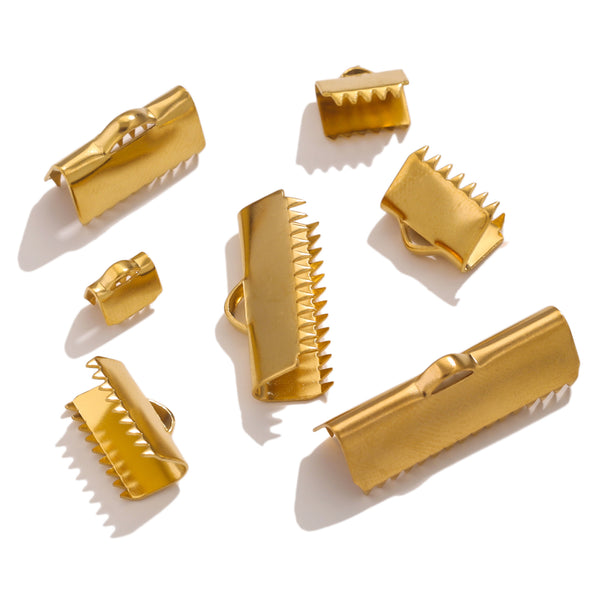 20pcs/Bag Stainless Steel Crimped Bead Buckle Tip Buckle Diy Jewelry Bracelet Clip