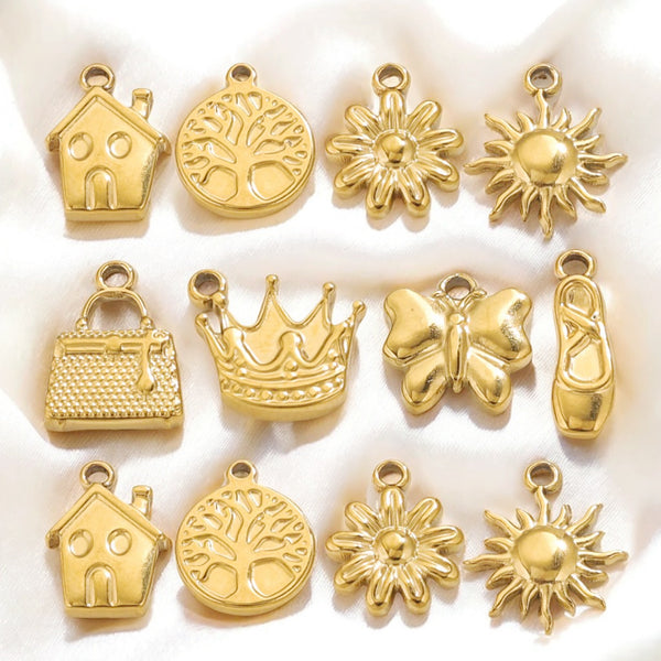 Plated 18k Gold Stainless Steel Crown Pendant Vintage Pendant Diy Pendant