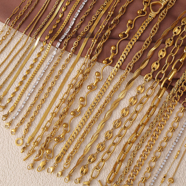 Vintage Necklace Women's High-End Sense Simple Style Variety Design Chain Stainless Steel 18k Gold