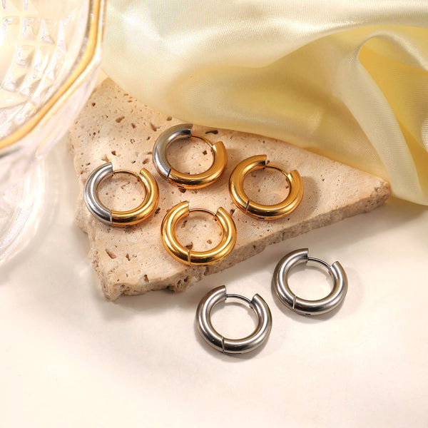 18k Gold-Plated Stainless Steel Jewelry Gold And Silver Hoop Earrings Jewelry