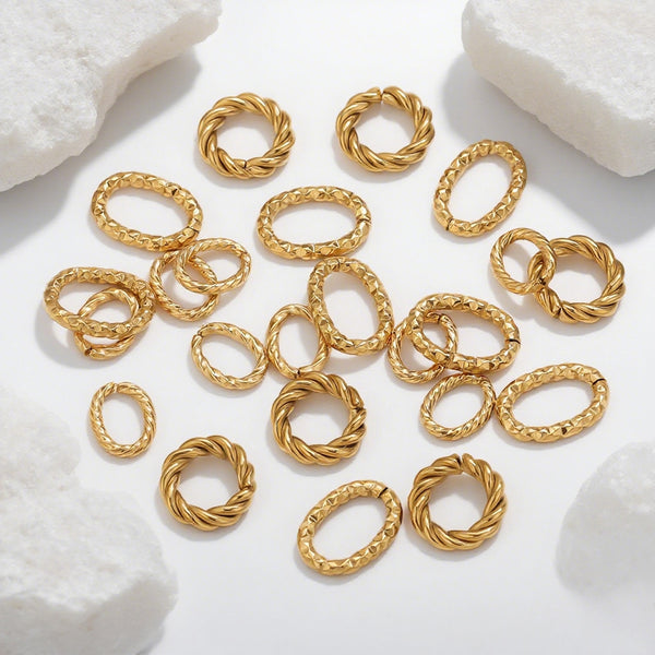 20pcs/Bag Stainless steel plated 18K real gold twist shape opening ring connecting ring jump ring DIY jewelry bracelet necklace accessories