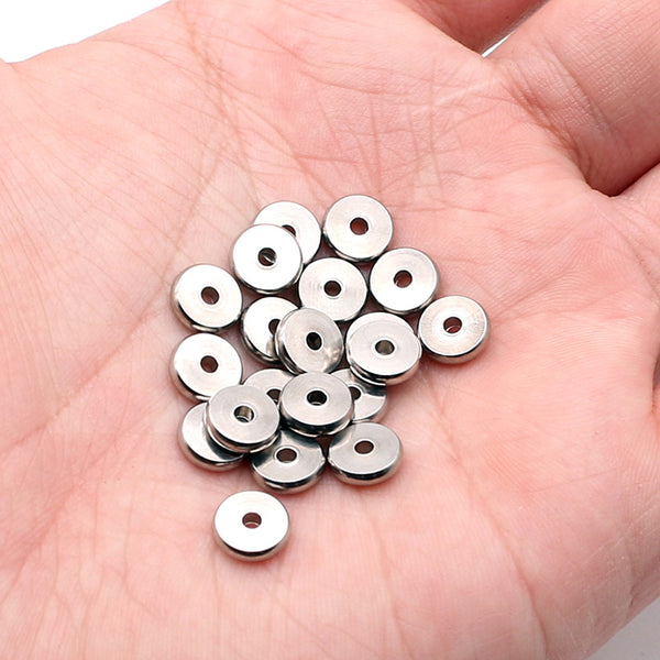 Stainless Steel Beads Abacus Wheel Separator Beads Handmade Bracelet Necklace Material Diy Jewelry Accessories