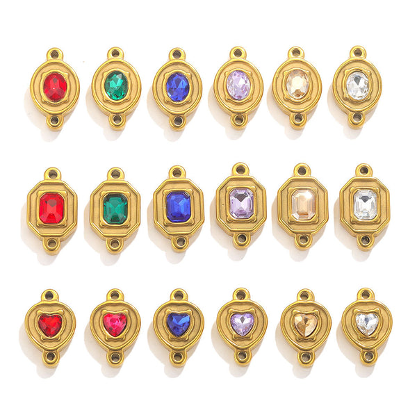 Stainless Steel Double Hole Crystal Connector Jewelry Diy Making Accessories