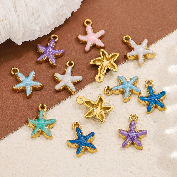 Stainless Steelmarine Series Dripping Oil Small Starfish Pendant