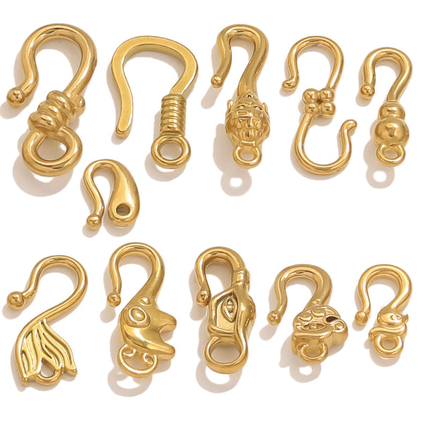 10PCS/Bag Multi Style Gold Stainless Steel Hook Buckle Jewelry Connecting Buckle Handmade DIY Accessories
