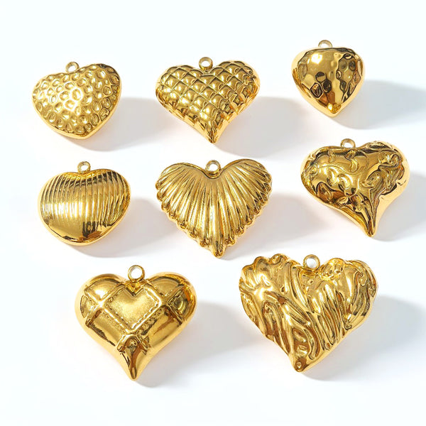 Stainless Steel Three-Dimensional Love Hollow Waterproof Light Luxury Textured Diy Pendant