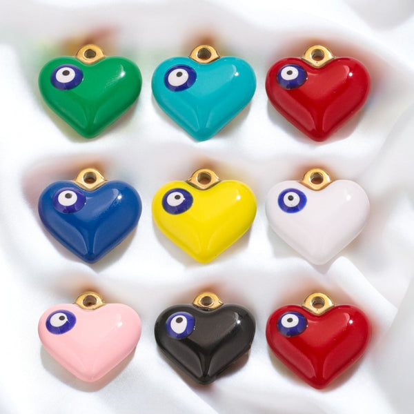 Oil Drip Love Earrings Demon Eye Pendant Smooth Peach Heart Drip Oil DIY Earring Pendant