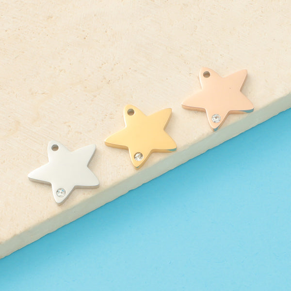 Mirror Stainless Steel Belt Drill Pentagram Diy Inner Hole Starfish Laser Engraving Pendant Accessories