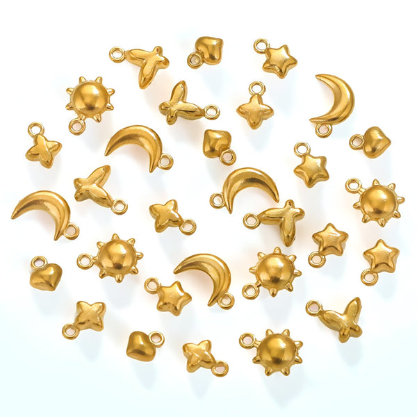 Stainless Steel Mini Cute Small Pendant Moon Sun Necklace Pendant Accessories DIY Jewelry Accessories