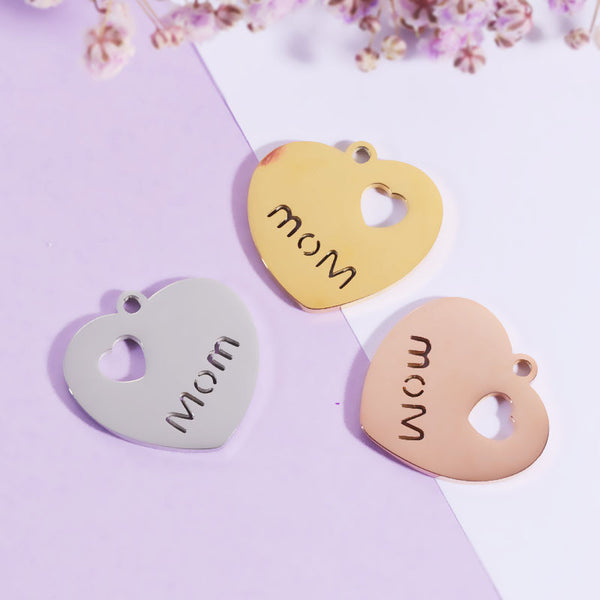Spot Mirror Stainless Steel Peach Heart Hollow Mom Jewelry Accessories Diy Hollow Love Mom Gift Jewelry Pendant
